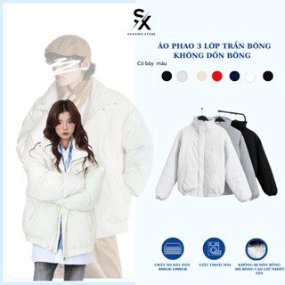 Áo phao trơn Sanxinh cao cấp chất phao trần bông 3 lớp dày dặn form rộng nam nữ unisex - SXAP01