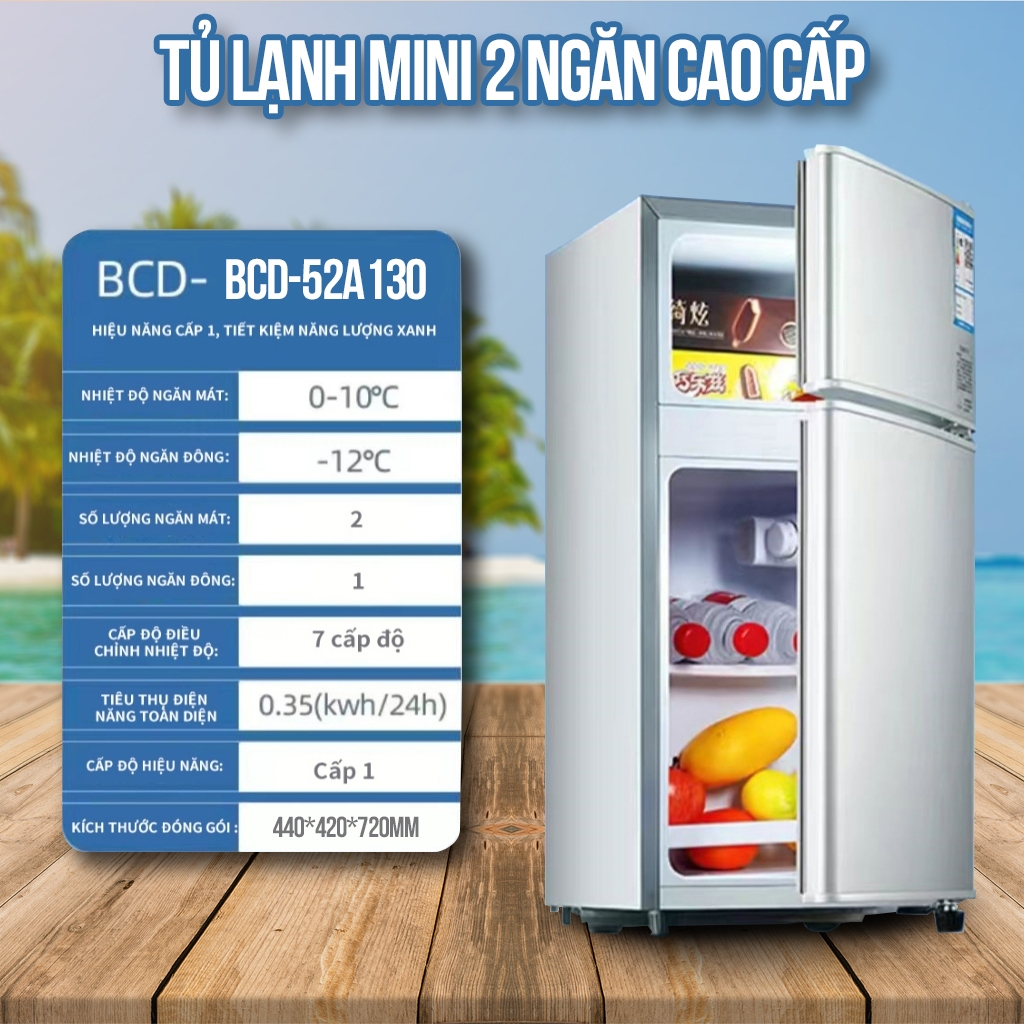 Tủ lạnh thanh lý mini 2 ngăn tiết kiện điện, ngăn đá và ngăn làm mát tách biệt, để đồ ăn ,BH 1 năm
