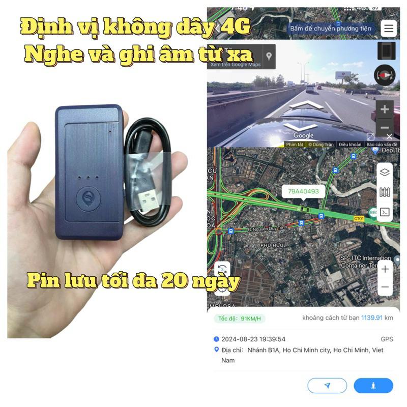 (Hoả tốc) Định vị GPS 4G không dây có ghi âm, nghe từ xa 15-20 ngày