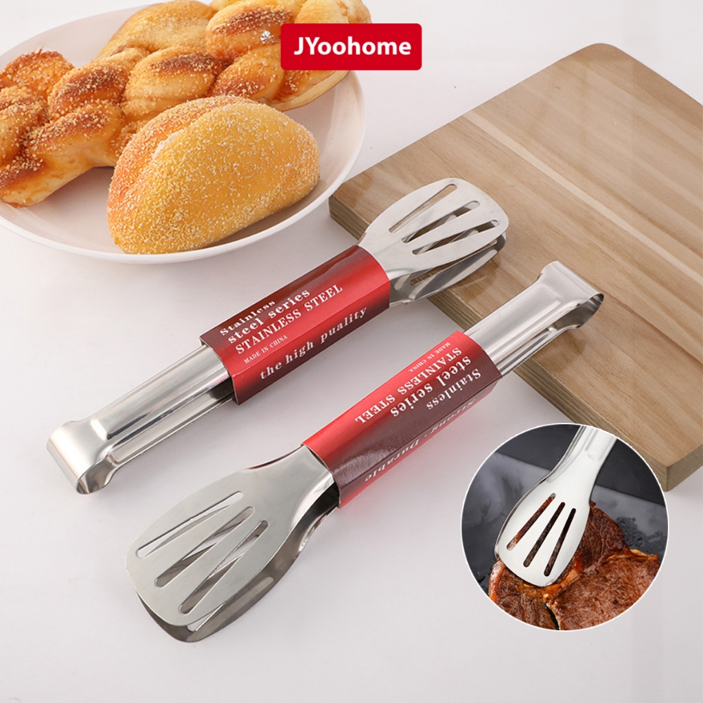 Kẹp gắp thức ăn inox 304 JYoohome Dụng cụ gắp đồ nướng đồ ăn, gắp đá nhà bếp nhà hàng có đầu khía
