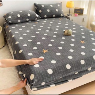 Bộ ga gối nỉ nhung trải giường họa tiết nhiều màu, ga nỉ nhung bo chun đủ size