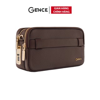 Ví Da Cầm Tay Clutch Nam Chính Hãng GENCE RB09 Da Bò Khóa Vân Tay Cao Cấp Màu Nâu
