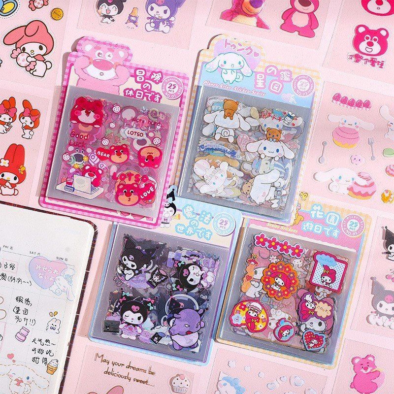 Hình Dán Sticker Gấu Dâu Kuromi Melody