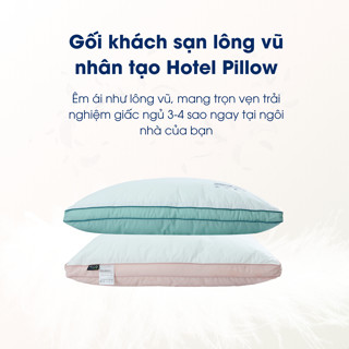 Gối khách sạn lông vũ nhân tạo Hotel Pillow - Comfortable Healthy And Good Sleep mềm thấp bồng bềnh KT 48x74cm