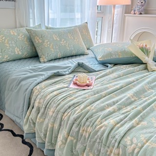   Ga phủ  Bộ CHĂN GA ĐŨI drap PHỦ chần bông Alva in Hoa 5 món có mền chần bông nhẹ nhàng thoáng mát sang trọng tinh tế 