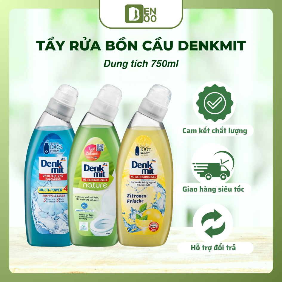 Chất tẩy rửa Bồn Cầu WC,Toilet vệ sinh nhà tắm Denkmit chai 750ml tẩy sạch vết bẩn, diệt khuẩn 99.9%