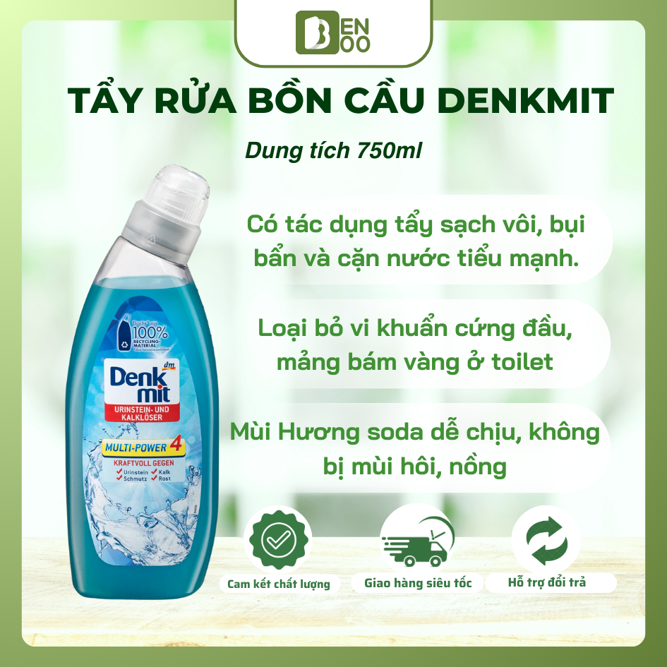 Chất tẩy rửa Bồn Cầu WC,Toilet vệ sinh nhà tắm Denkmit chai 750ml tẩy sạch vết bẩn, diệt khuẩn 99.9%