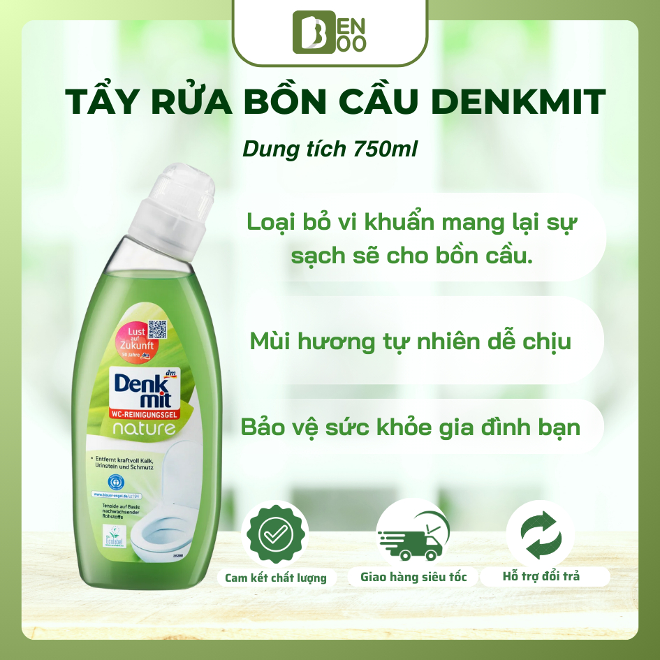 Chất tẩy rửa Bồn Cầu WC,Toilet vệ sinh nhà tắm Denkmit chai 750ml tẩy sạch vết bẩn, diệt khuẩn 99.9%