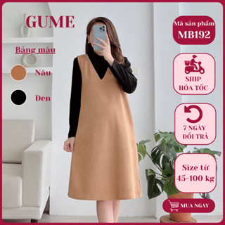 Yếm bầu mùa đông bigsize 40-120kg- Đầm bầu GuMe CHẤT DA LỘN cổ V dày dặn cực đẹp _MB192