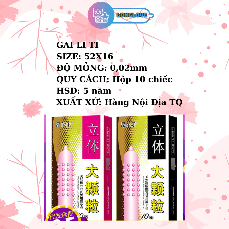 Bao cao su gân gai  khúc giữa, siêu kích thích Hộp 10 bcs