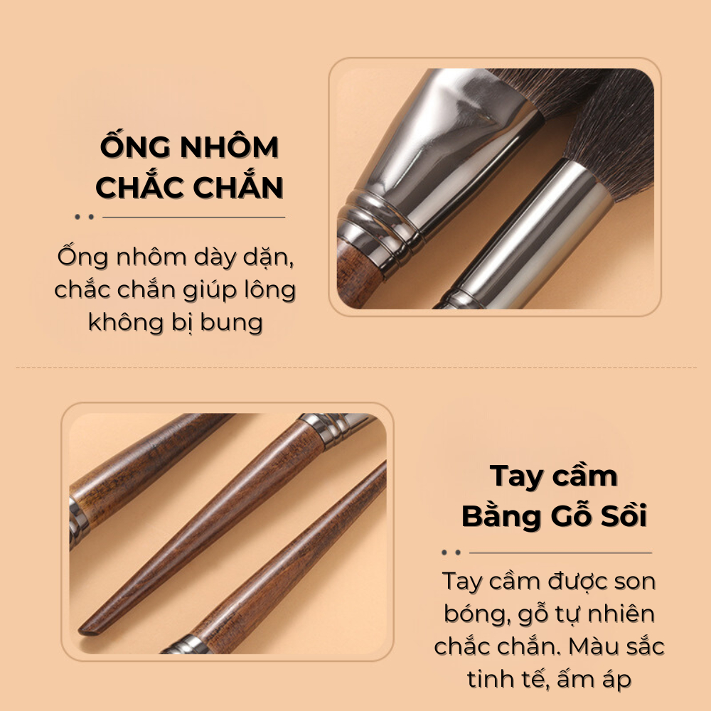 Bộ cọ trang điểm 14 cây thật mềm mịn bám phấn trang điểm chuyên dụng cao cấp BXK COSMETICS