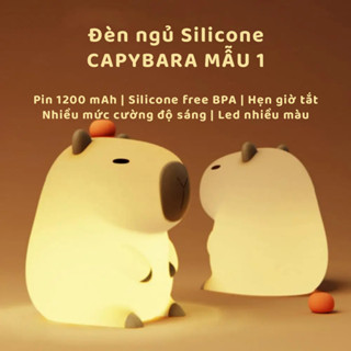 Đèn Ngủ Capybara đứng dễ thương - Silicone BPA Free an toàn - Pin 1200 mAh - Điều chỉnh độ sáng - LED nhiều màu - BH 6T