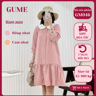 Váy bầu  bigsize 40-100KG - Đầm bầu GuMe dạ tăm mặc đi tiệc, đi chơi, dự đám cưới, mặc Tết GM046