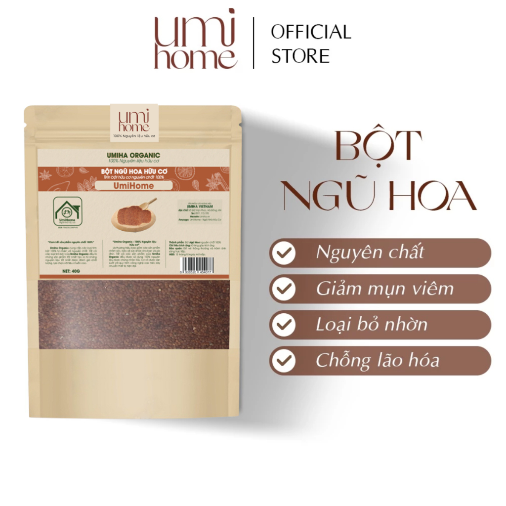 Hạt Ngũ Hoa Nguyên Chất Umihome | Five Flower Powder 100% Organic 40G