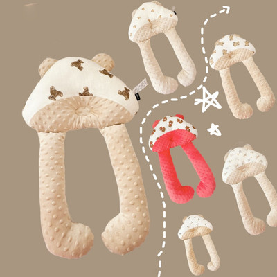 Gối chữ U cho bé sơ sinh KidsWorld chống giật mình vải Nhung bi in/thêu hình xô Muslin giúp ngủ ngon