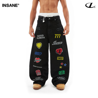INSANE Quần Baggy Jeans Unisex Vải Denim | STICKERS BAGGY JEANS