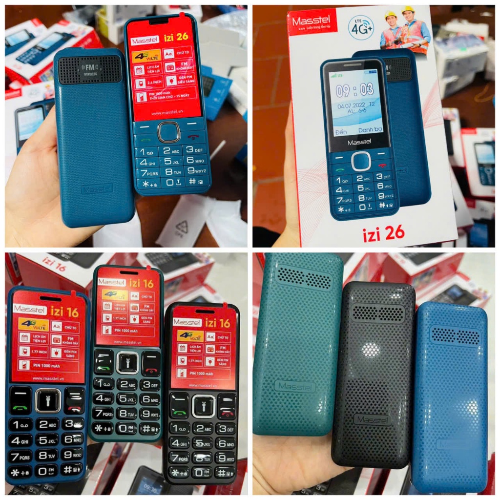 Điện thoại bàn phím Masstel iZi 26 - iZi 16 chính hãng 4G 2sim - Pin 1020mah Màn 1.8 đài FM ko dây