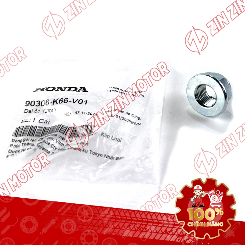 Đai Ốc Mặt Bích, Tán Cốt Bánh Trước Vario 125 2023 2024 12MM 90306-K66-V01, 90306-KGH-901 Chính Hãng