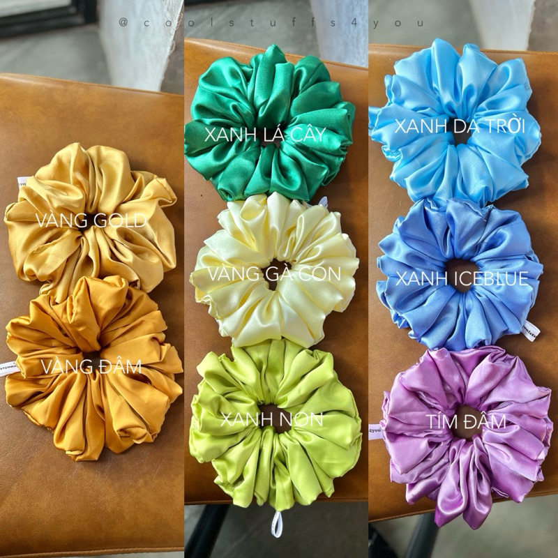 SIZE 16cm SIÊU PHỒNG | Cột Tóc Scrunchies Lụa Mềm Mịn Xinh Xắn Handmade ♡ CHERRYSUMMER