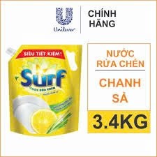 Nước rửa chén Surf túi vòi 3.2kg/túi hương chanh sả + trà xanh lá dứa (hàng chính hãng)
