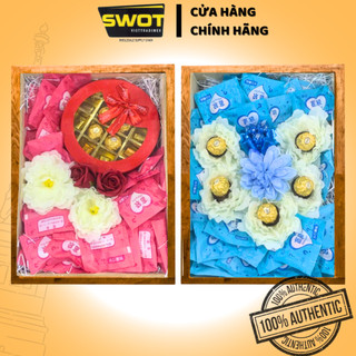 Hộp quà túi màu mix nhiều loại Bánh Kẹo Socola, Hộp quà hàng nhập khẩu sang trọng, đẹp mắt, tinh tế