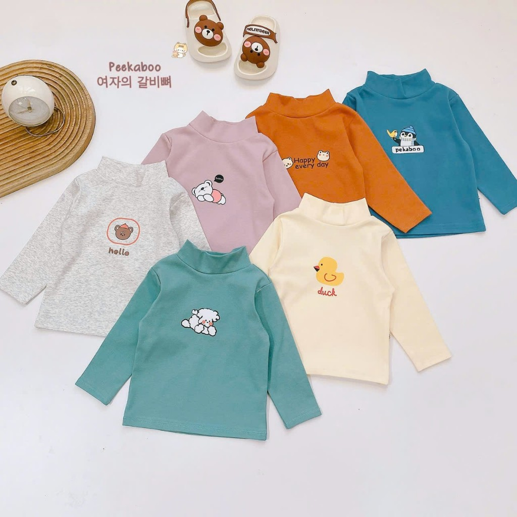 Áo cổ 3 phân cotton tăm Peekaboo (6-16kg)