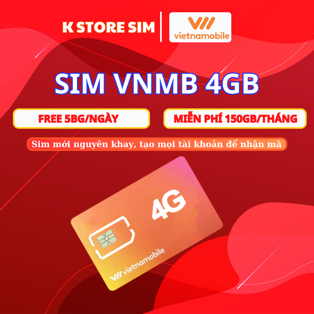 [MIỄN PHÍ 1 NĂM] Sim 4G Vietnamobile 5GB/Ngày - 150GB/Tháng Trọn Gói 12 Tháng Không Cần Nạp Tiền