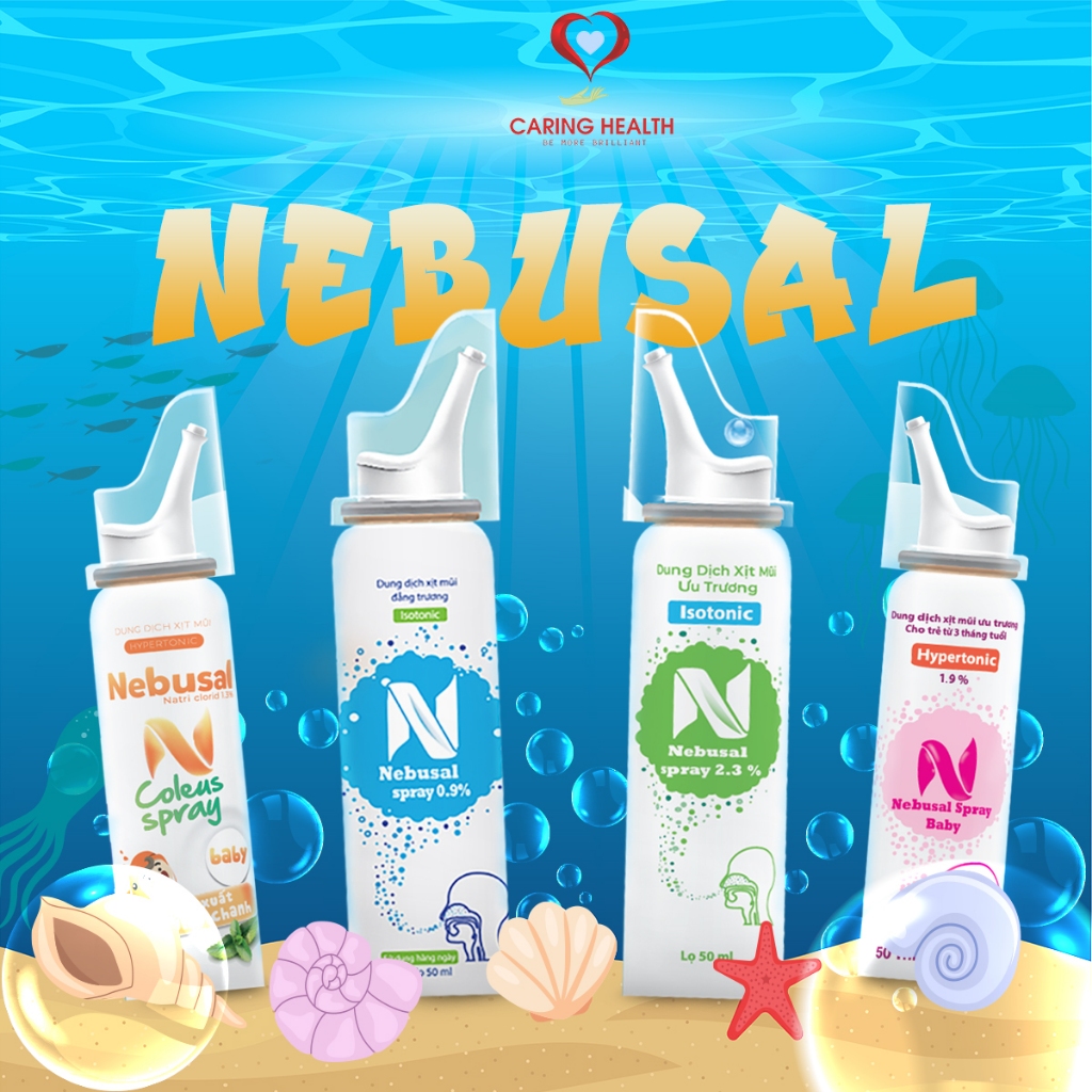 Nebusal Spray - Dung dịch nước biển xịt vệ sinh mũi, nghẹt mũi, sổ mũi (Đẳng trương/húng chanh/ưu tr