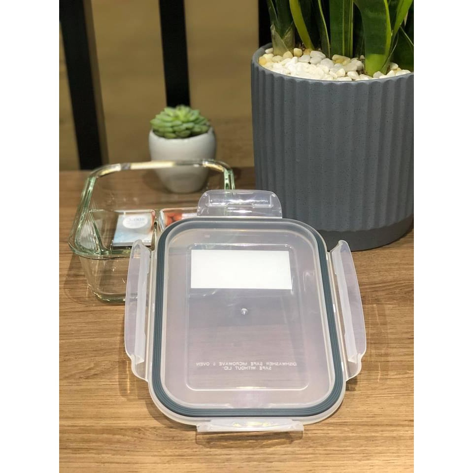 Hộp thủy tinh chữ nhật chia 3 ngăn chịu nhiệt 1040ml Lebenlang LBF333