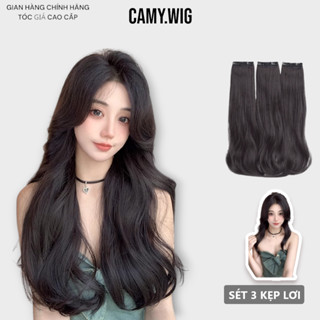 Tóc giả kẹp phím cao cấp, sét 3 mảnh rời, 6 phím, Ôm Sát đầu