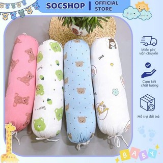 Gối xô tròn dài musilin organic cho bé