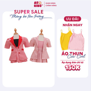 Vest bé gái ATOKIDS sành điệu, tay ngắn mix chân váy dễ thương từ 1 tuổi đến 10 tuổi AT26