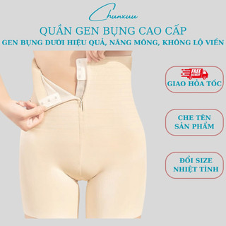  Quần gen nịt bụng cạp cao khoá kéo CHUNXUU vải su lạnh không viền dáng đùi có nẹp chống cuộn - GB48 