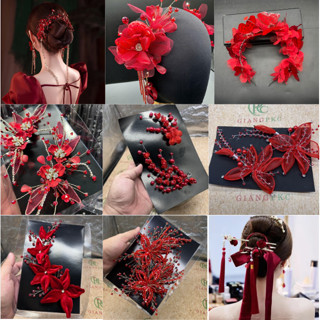 [ Hỏa Tốc ] Tổng hợp cài tóc màu đỏ cho cô dâu ngày cưới đa dạng mẫu có sẵn hàng đẹp chất lượng