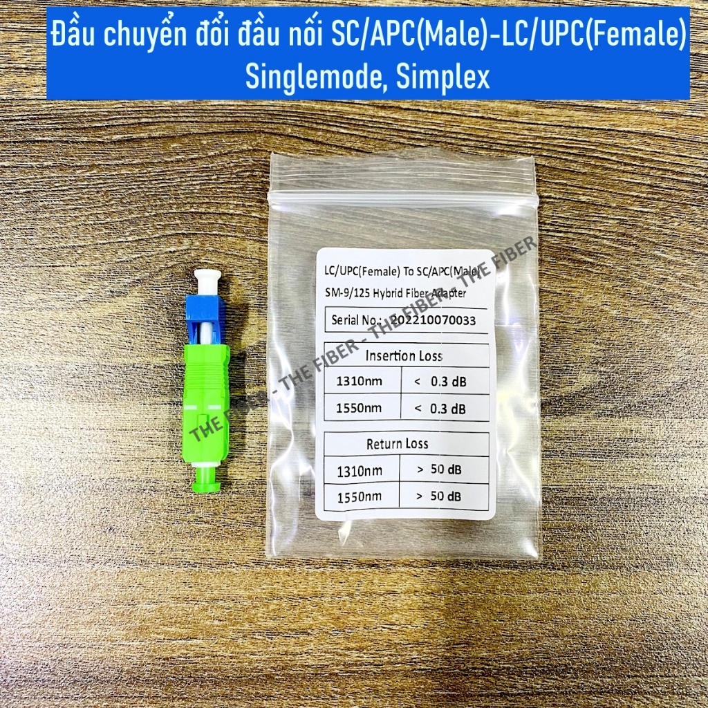 Đầu chuyển đổi đầu nối SC/APC(Male)-LC/UPC(Female) Singlemode, Simplex