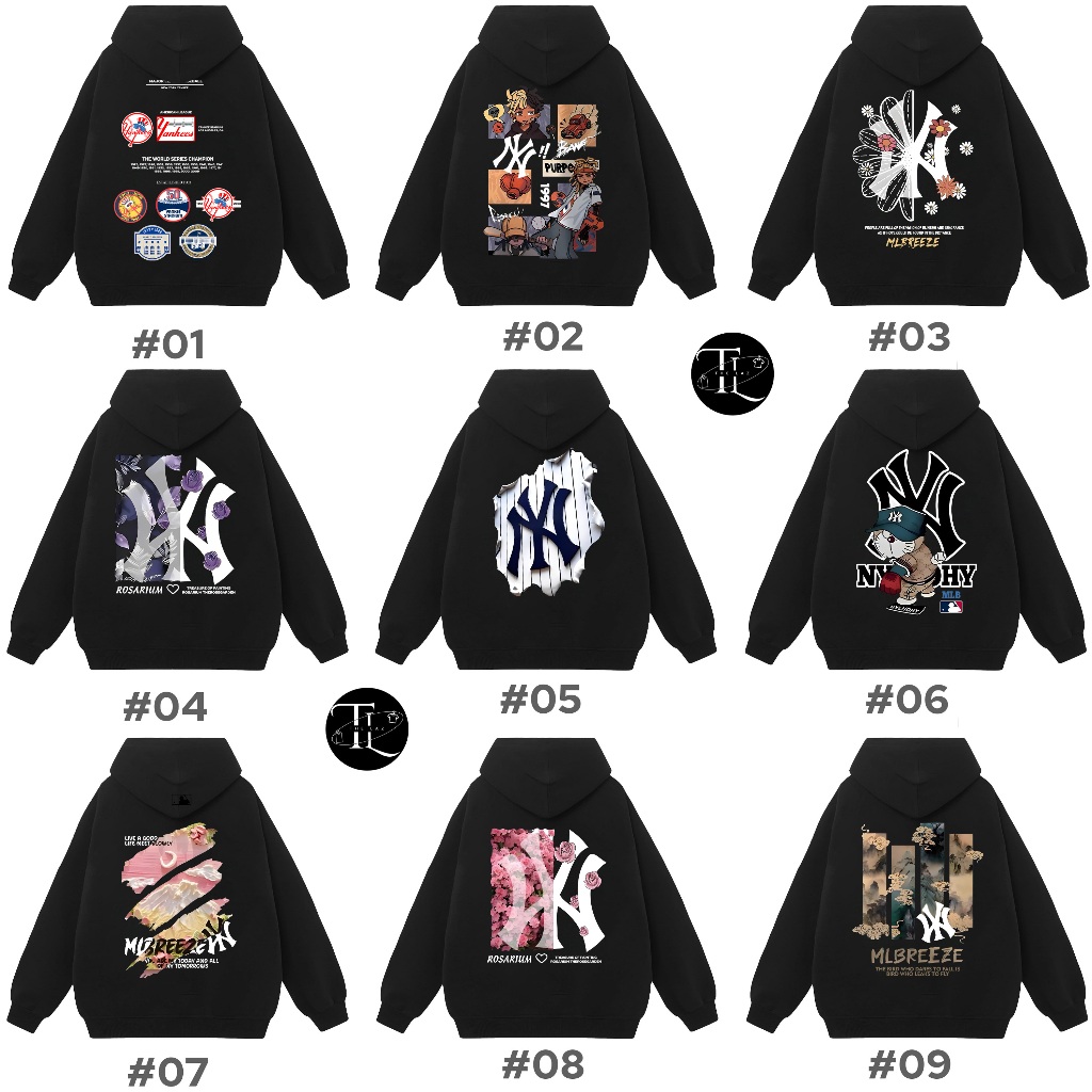 Áo Hoodie MLB NY Tổng Hợp Nhiều Mẫu Siêu Đẹp - Áo Hoodie Nam Nữ Unisex, Vải Nỉ Bông Dày Mịn 100%