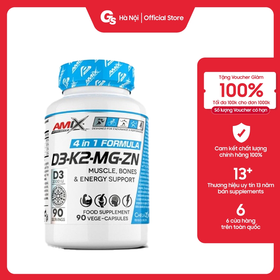 Viên uống Amix D3-K2-MG-ZN (90 Viên) - Tăng cường sức khỏe xương khớp nhập Anh - Gymstore