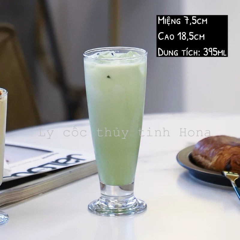 Ly Ocean đẹp chịu nhiệt, Ly thuỷ tinh cho nước ép, sinh tố dáng cao có chân sang trọng 395ml