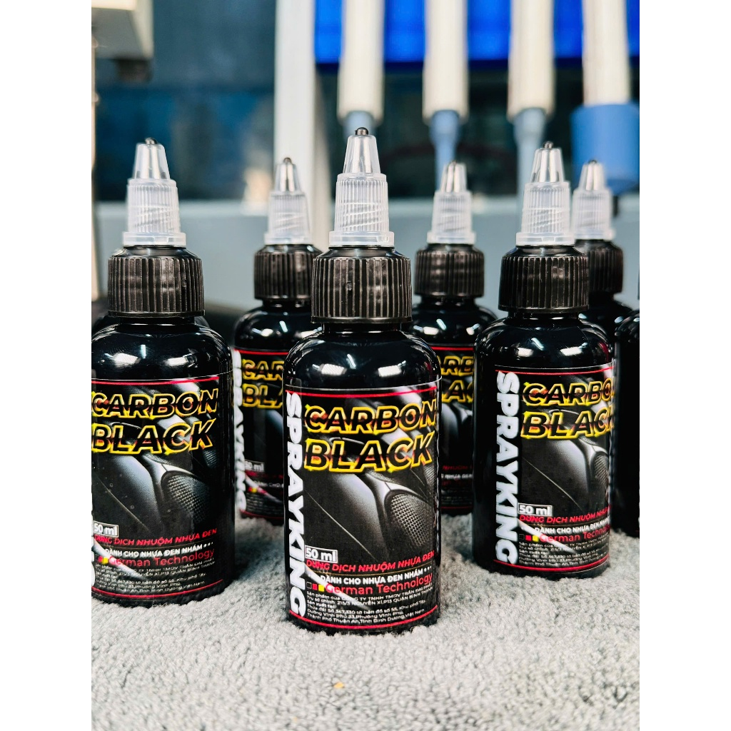 Chai dung dịch kem nhuộm nhựa đen nhám Sprayking Carbon Black 50ml hiệu ứng lá sen kháng nước