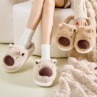 Dép đi trong nhà mùa đông hình capybara đáng yêu giữ ấm chân, dép lông đi trong nhà mùa đông cute