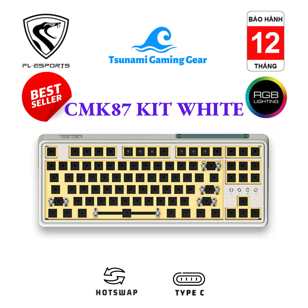 Bàn phím cơ/ Kit phím cơ FL-Esports CMK87 Cool Mint RGB/ Hotswap chính hãng BH 12 tháng