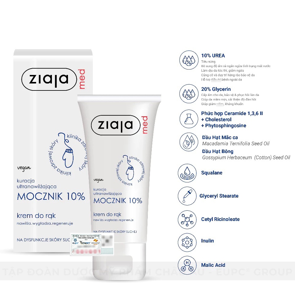 Kem Dưỡng Ziaja Med Mềm Da 10% Ure Cream 100ml- Dr Thêm