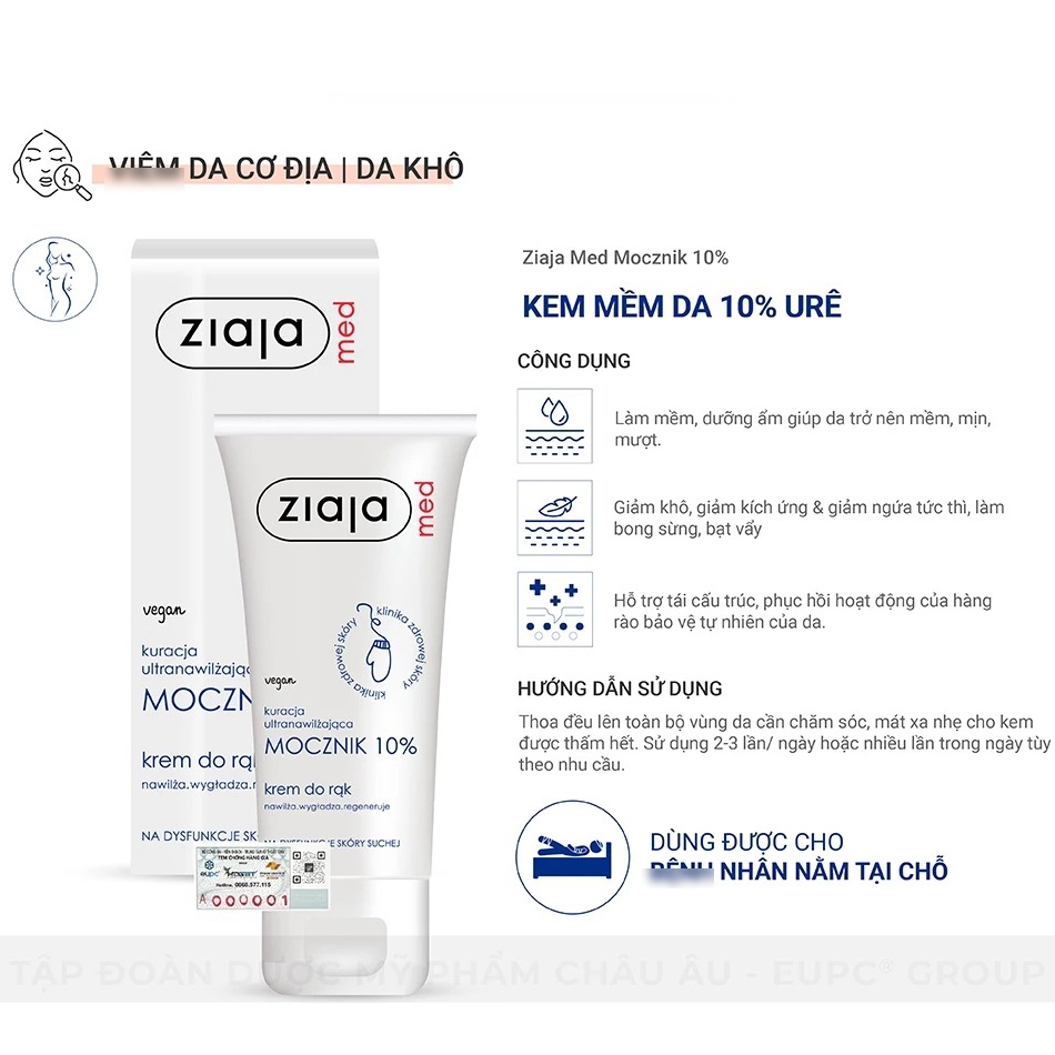 Kem Dưỡng Ziaja Med Mềm Da 10% Ure Cream 100ml- Dr Thêm