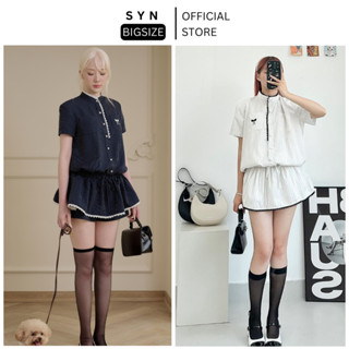  Set Bigsize Nữ Cổ Tàu Kẻ Sọc Phối Ren Áo Tay Lửng Kèm Quần Ngắn Hot Trend SYN BIGSIZE 