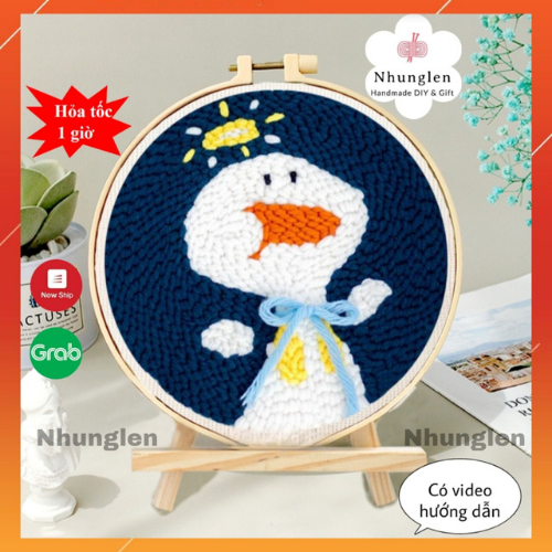 DIY Bộ Thêu Len Xù Vịt Baby- Punch Needle Decor -  Qùa Tặng Handmade Ý Nghĩa