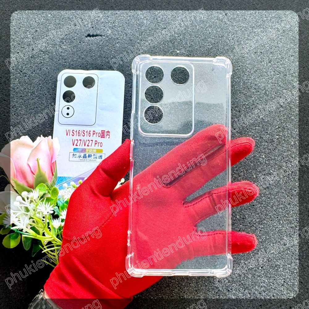 Ốp Lưng Vivo V27 5G / V27 Pro / S16 / S16 Pro Dẻo Trong Suốt Chống Va Đập Có Gù Bảo Vệ 4 Gốc Silicon
