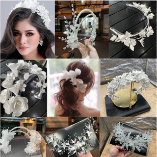 [ Hỏa Tốc ] Tổng hợp băng đô cài tóc cô dâu màu trắng mẫu cài tóc cưới cao cấp