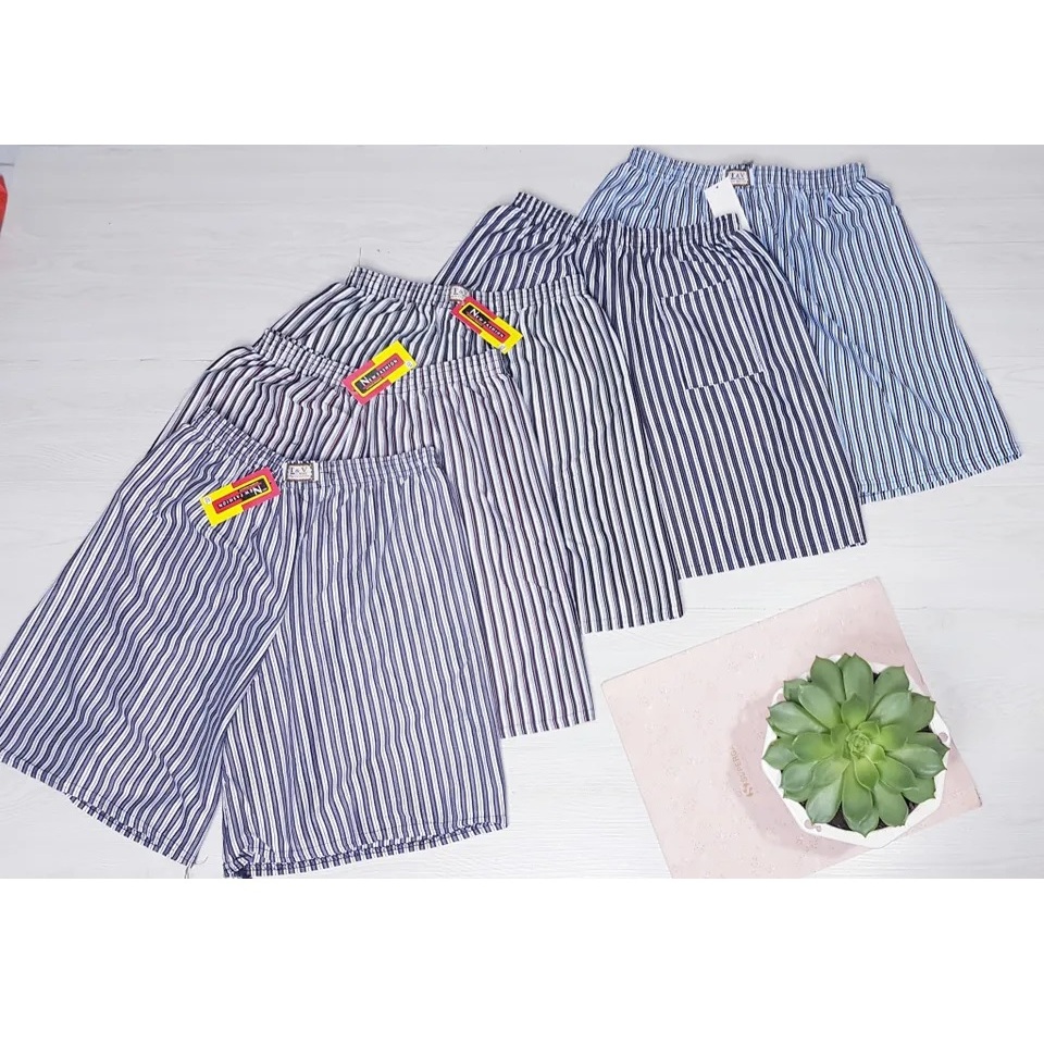 [Siêu rẻ] Combo 5 quần đùi thun nam kẻ sọc form rộng chất vải thun tăm mỏng mặc nhà thoáng mát