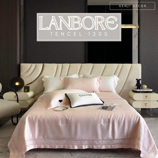 Bộ chăn ga gối lụa Tencel 120s Lanbore Hồng Genji Decor đầy đủ kích thước đệm