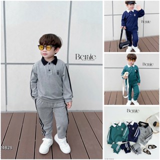 [CHÍNH HÃNG] Bộ polo dài tay cotton nỉ da cá ấm áp thu đông style Hàn Quốc bé trai BERNIE